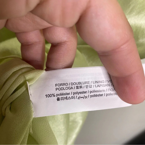 ✨NWT Zara Lime Green Satin Ruched Bustier Mini Dress Size XL Blogger Favorite - Picture 11 of 12